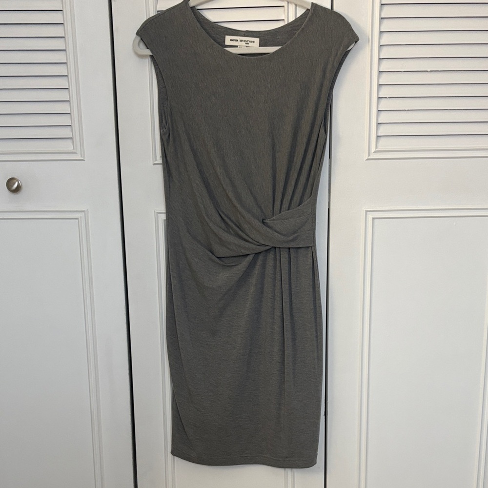Reiss Charcoal Knot-Detail Midi Dress